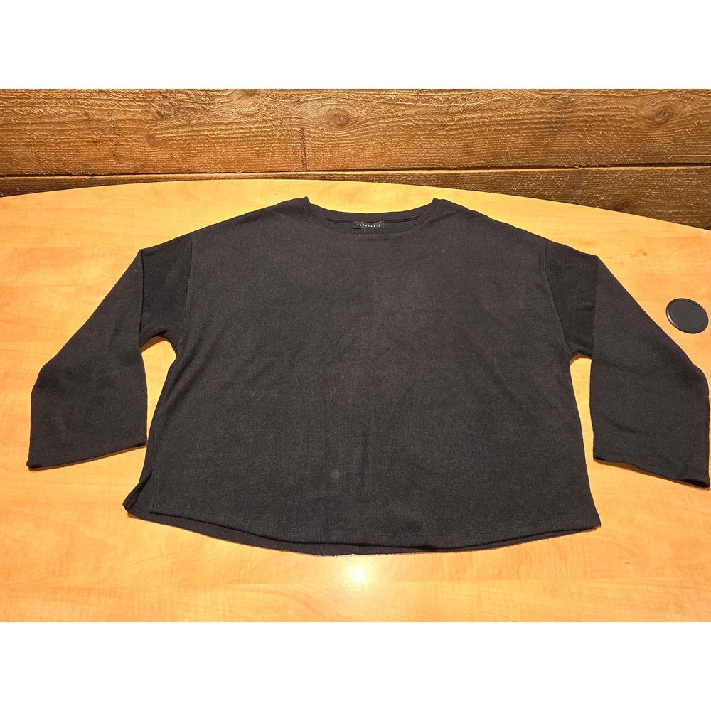 Sanctuary Womens Black Ribbed Knit Long Sleeve Top CT4006PH6X Size L